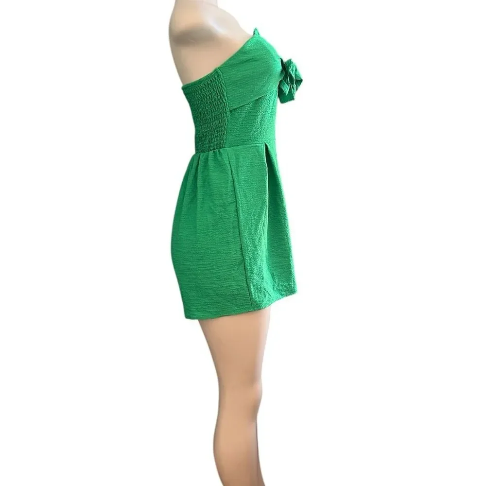 Green Strapless Tube Front Bow Short Romper Size 4 Small New! - Picture 3 of 7